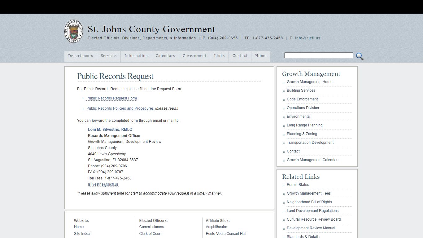 Public Records Request - St. Johns County Government
